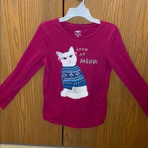 Cat graphic tee, long sleeve